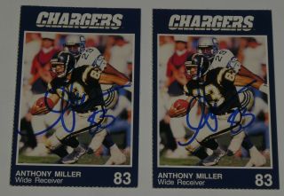 Anthony Miller Signed 1990 Chargers Police Football Card 6 Autograph Pro Bowl 2