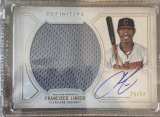 2019 Topps Definitive Francisco Lindor Game - Jersey Auto On - Card 26/50