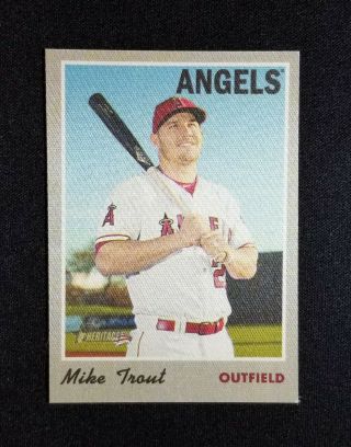 2019 Topps Heritage High Number Mike Trout 1970 Cloth Sticker 26 La Angels