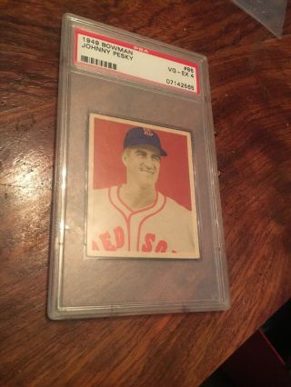 1949 Bowman 86 Johnny Pesky Boston Red Sox Psa 5 Ex