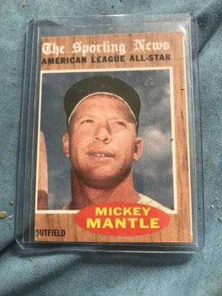 1962 Topps Mickey Mantle The Sporting News All - Star 471 - York Yankees