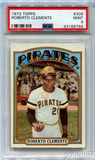 1972 Roberto Clemente Topps 309 Psa 9,  Perfect Centering High End