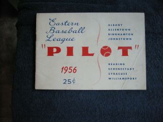1956 Eastern Baseball League Pilot Media Guide 1923 - 56 Records And Stats