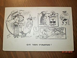 1909 Pittsburgh Pirates World Series Baseball Cartoon Baseball Postcard