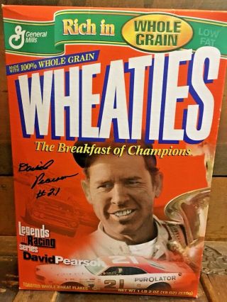 2001 David Pearson 21 Wheaties Legends Of Racing Collectible Cereal Box Signed