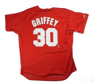 Majestic Cincinnati Reds Ken Griffey Jr 30 Vintage Throwback Jersey Size L