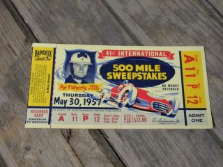 Vintage 1957 41st International 500 Mile Sweepstakes Ticket Indianapolis Indiana