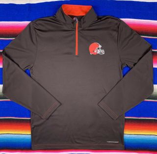 Cleveland Browns Mens M Majestic Thermabase 1/4 Zip Lightweight Pullover Shirt