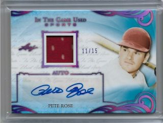2019 Leaf In The Game Pete Rose Game Jersey Autograph Auto D 11/15