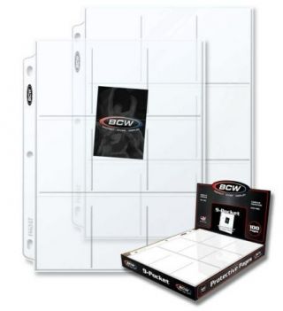 500 Bcw Pro 9 - Pocket Sports / Baseball / Trading Card Pages Coupon Binder Sheets