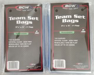 200 (2 Pack) Bcw Resealable Team Set Bags - 3 3/8 " X 5 "