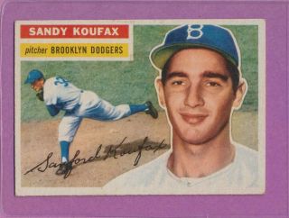 1956 Topps Sandy Koufax 79 White Back Card Hof Dodgers Vg Centering