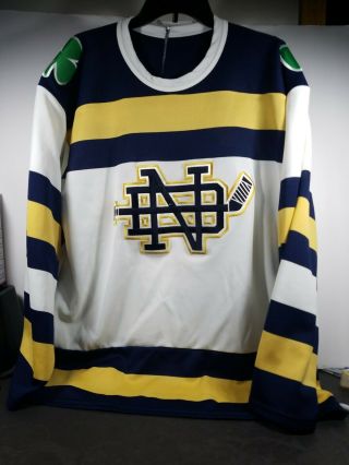 Vintage L/xl Notre Dame Ccm Hockey Jersey Fighting Irish Adult Ncaa