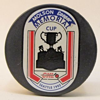1992 Seattle Molson Cooper Memorial Cup Hockey Puck Chl Canadian Hockey League