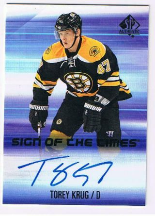 2015 - 16 Sp Authentic Sign Of The Times Autograph Sott - Tk Torey Krug Hard Signed