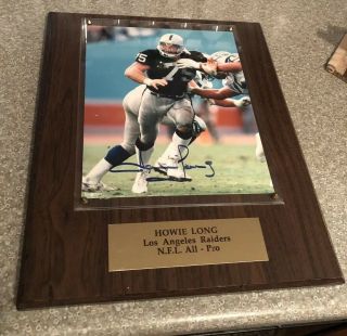 Vintage Howie Long Oakland Raiders Framed 12”x15” Autographed Plaque (brown)