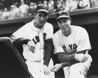 York Yankees Joe Dimaggio & Boston Red Sox Ted Williams Glossy 8x10 Photo