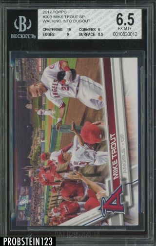 2017 Topps Mike Trout Angels Walking Into Dugout Sp Bgs 6.  5 W/ 10