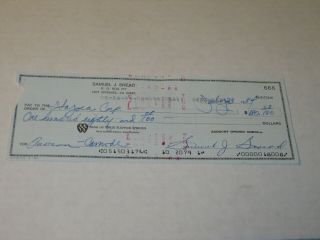 Golfer Sam Samuel Snead Autographed Hand Signed Cancelled Check 2