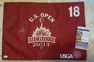 Justin Rose Signed 2013 Us Open Pin Flag Merion Olympian Gold Medal