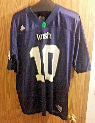 Notre Dame Fightin Irish 10 Football Jersey Size M Adidas Blue And Blanket