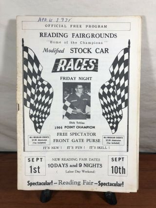 Vintage Sept 1975 Reading Fairgrounds Reading,  Pa.  Stock Car Racing Program