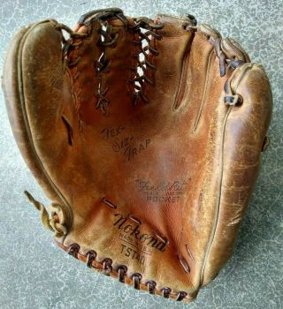 Vintage Nokona Tst40 Don Mossi Laced Leather Baseball Glove Fieldrite Pocket