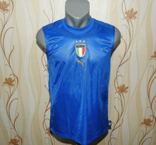 Italy 2004 Training Jersey Vest Puma Football / Soccer Blue Shirt Size M