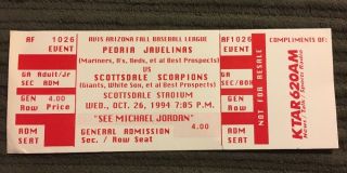 1994 Michael Jordan Minor League Baseball Ticket Stub Nba Mlb Chicago