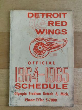 1964 - 65 Nhl Detroit Red Wings Hockey Schedule Hettche Motor Sales Ad
