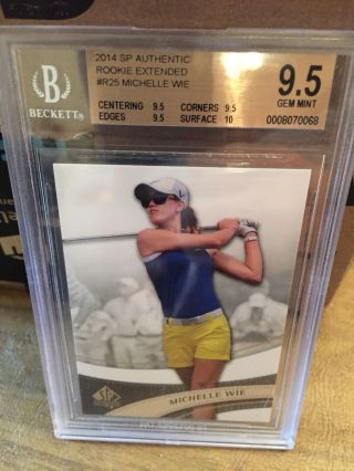 Michelle Wie 2014 Sp Authentic Rookie Exrended R25 Gem 9.  5 Bgs With 1 10