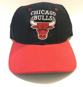 Vintage Snapback Chicago Bulls Hat G Cap Official Nba Licensed Black Red Vtg 90s