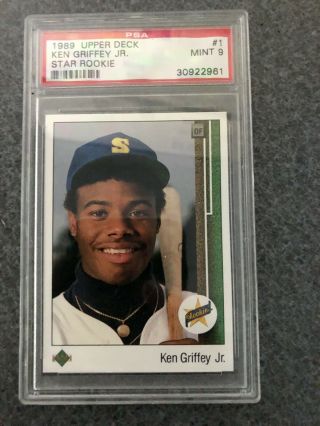 1989 Upper Deck Ken Griffey Seattle Mariners 1 Baseball Card.  Psa 9