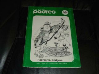 1970 San Diego Padres Baseball Program Vs La Dodgers