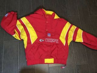 VTG KC Kansas City Chiefs Starter Jacket 90s YOUTH Sz M Puffer Coat Pullover KC 2