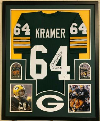 Framed Jerry Kramer Autographed Signed Inscribe Green Bay Packers Jersey Psa