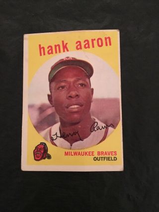 1959 Topps Hank Aaron Milwaukee Braves 380 Baseball Card Poor