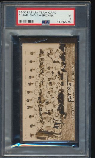 Psa 1 1913 T200 Fatima Cleveland Americans Team Card - - Joe Jackson - - Lajoie