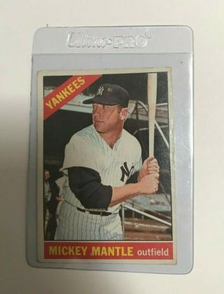 1966 Topps 50 Mickey Mantle York Yankees Hof Vg,