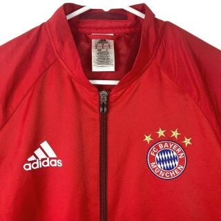 Adidas Fc Bayern Munchen Soccer Full Zip Windbreaker Jacket Red Mens Sz M Top