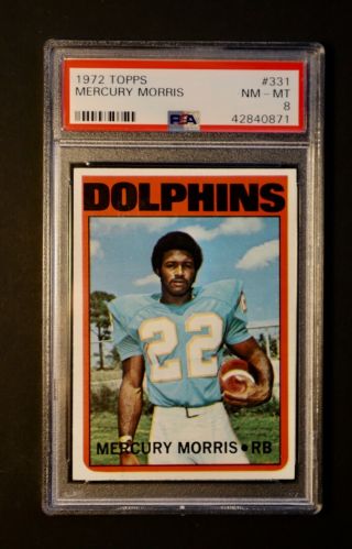 1972 Topps Football Mercury Morris 331 Psa 8 (nrmt - Mt)