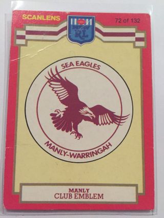 1986 Scanlens Nrl Football Card - 72 Manly Sea Eagles Team Checklist Card