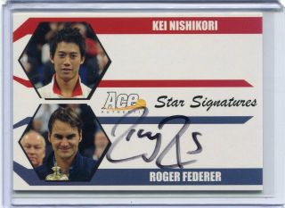 2012 Ace Authentic Roger Federer Auto W/ Kei Nishikori Not Ding 6
