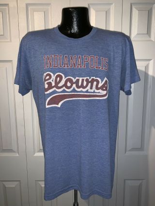 Men’s Negro League Baseball Indianapolis Clowns Light Blue Cotton Shirt Large
