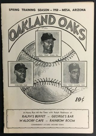 1950 Oakland Oaks Spring Training Baseball Program Mesa Pacific Coast League