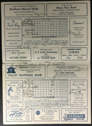 1950 Oakland Oaks Spring Training Baseball Program Mesa Pacific Coast League 3