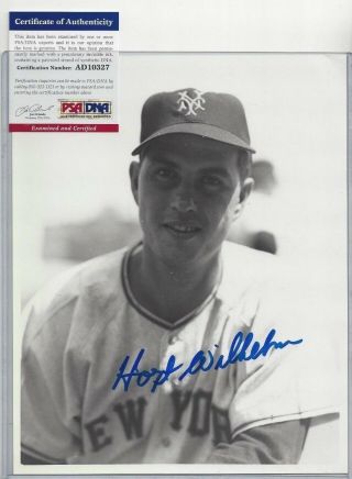 Hoyt Wilhelm Autographed 8x10 Photo York Giants Baseball Psa