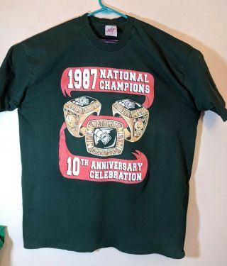 Miami Hurricanes 1987 National Champions 10th Anniversary Stubbs T - Shirt 3xl