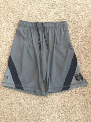 Notre Dame Irish Football Under Armour Team Issued Shorts Size Large Gray Nd