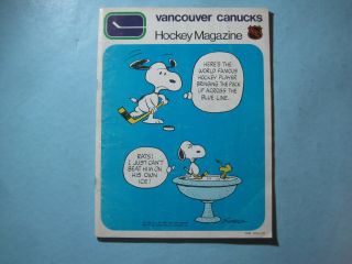 1970/71 Vancouver Canucks California Golden Seals Program Snoopy Dale Tallon Rc